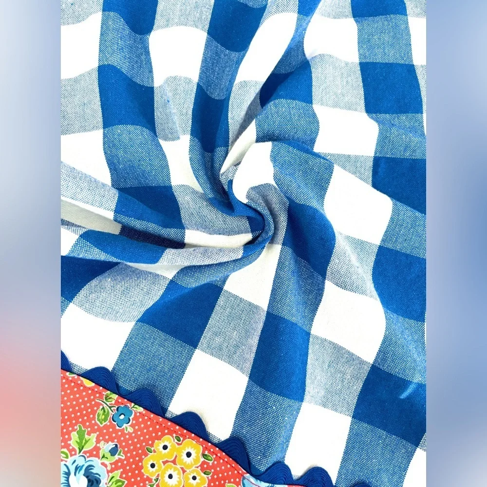 Handmade Kitchen Towel Blue & White Buffalo Chck 19” x 24” farmhouse Cottagecore